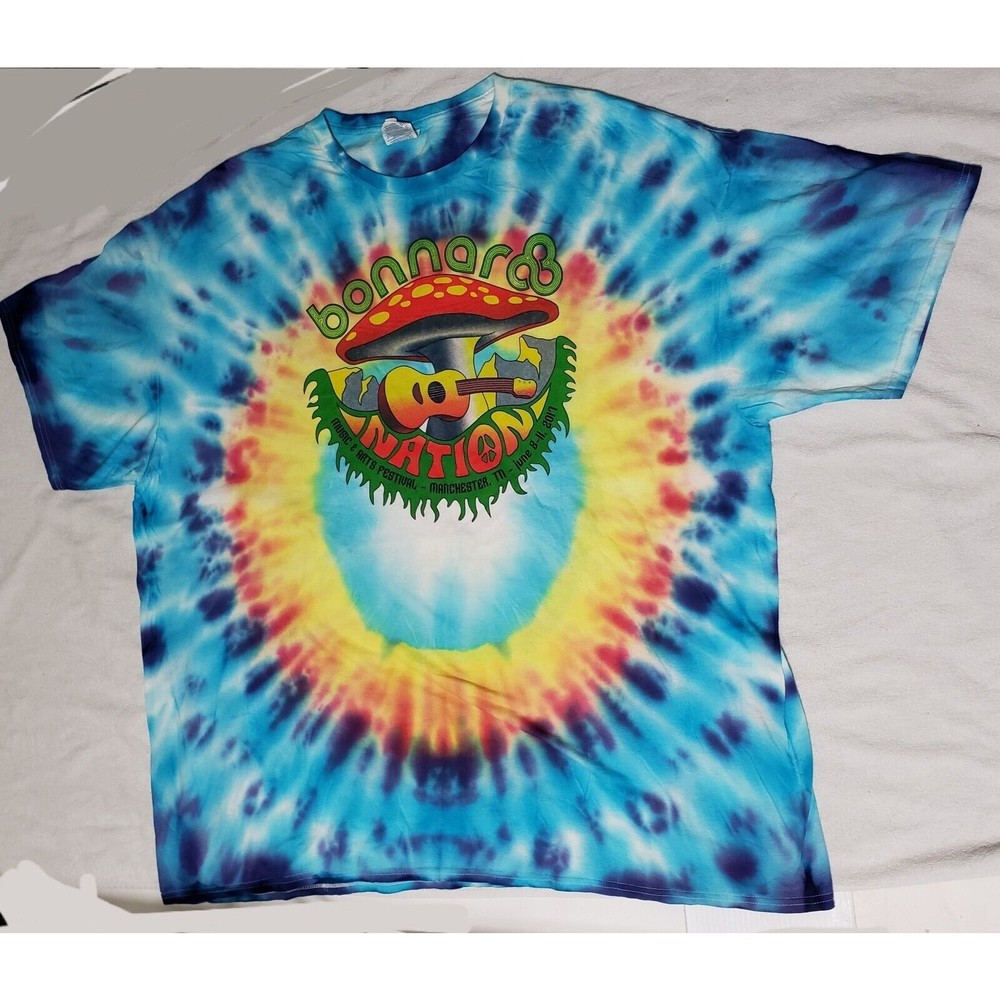 2017 BONNAROO Music Festival 2XL T-Shirt TIE DYE Mushroom Rock Band U2 RHCP